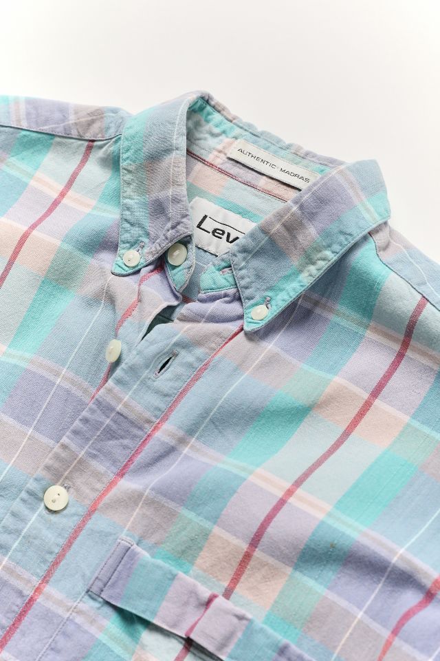 Vintage Levi’s Blue Plaid Short Sleeve Button-Down Shirt #1