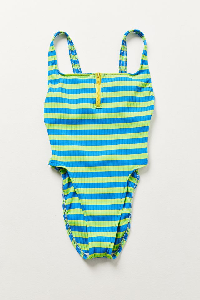 Vintage Neon Zip One-Piece Swimsuit | Urban Outfitters