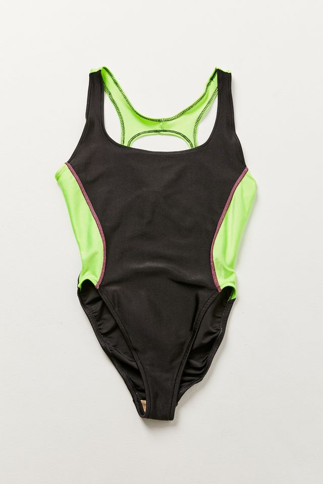 Vintage Neon Inset One-Piece Swimsuit | Urban Outfitters