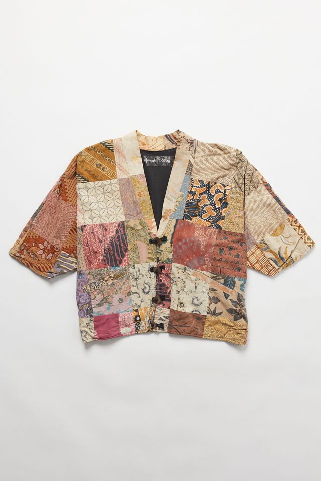 Vintage Neutral Patchwork Wrap Jacket | Urban Outfitters Canada