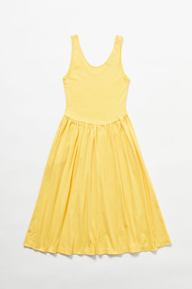Vintage 80's Midi Yellow High Neck Dress