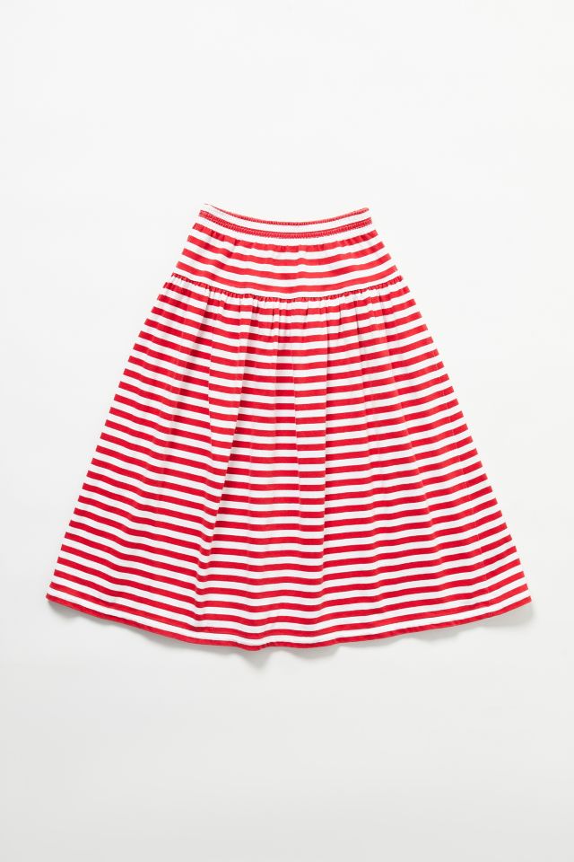 Vintage Red Stripe Midi Skirt