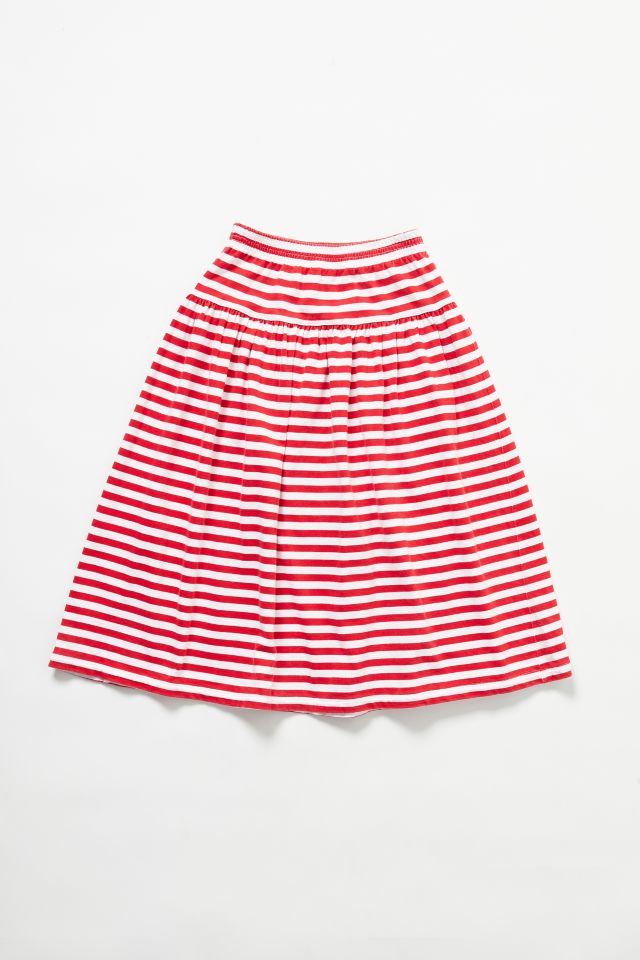 Vintage Red Stripe Midi Skirt #1