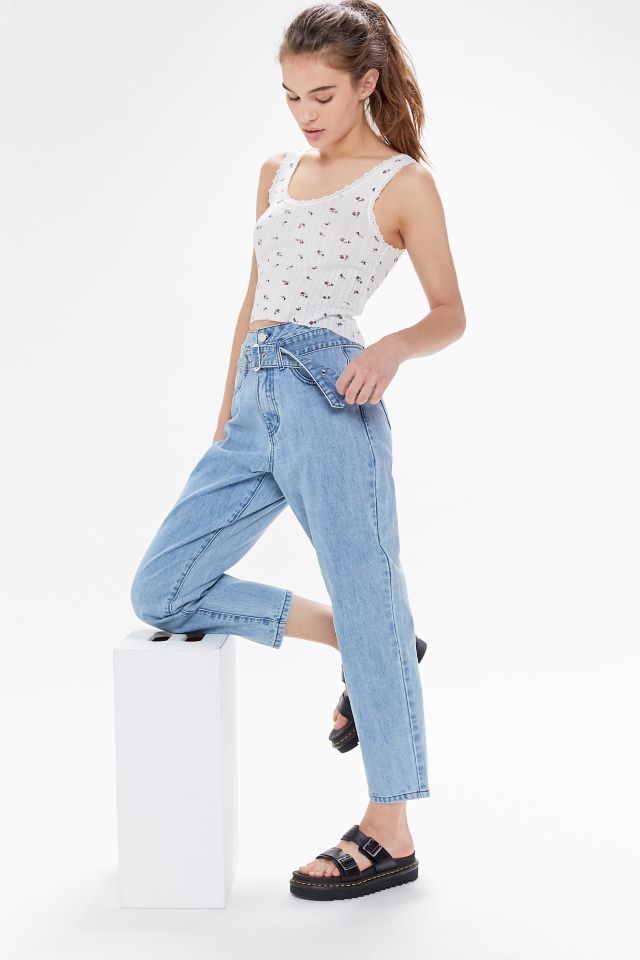 Winter Muse Louis Belted High-Waisted Tapered Jean