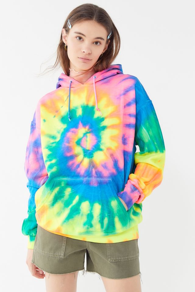 Vintage Neon Tie-Dye Hoodie Sweatshirt