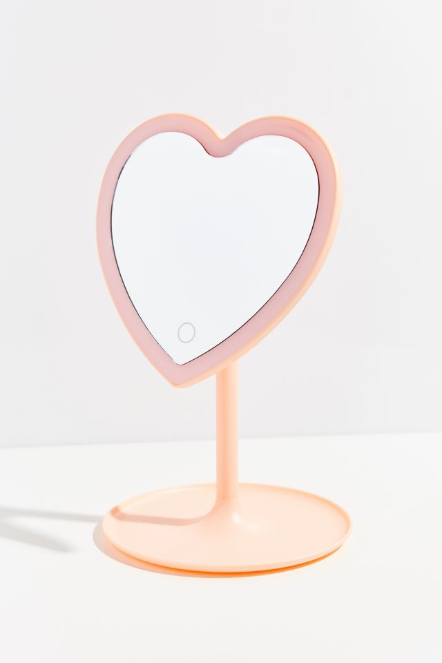 heart mirror pink heart mirror makeup mirror with led light espejo  maquillaje luz cute mirror Charging mirror