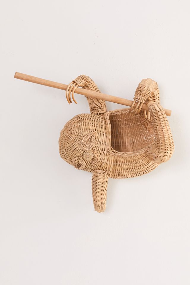 Sloth Rattan Wall Planter #2