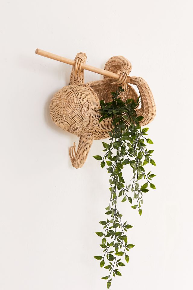Sloth Rattan Wall Planter #3