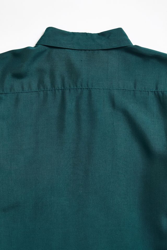 Chemise boutonnée en soie émeraude vintage #2
