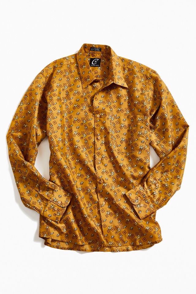 Chemise Urban Outfitters Homme S – Jaune, Motifs Tropicaux, Manches Courtes