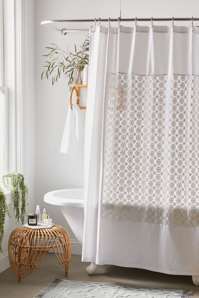 Winslow Crochet Inset Shower Curtain | Urban Outfitters