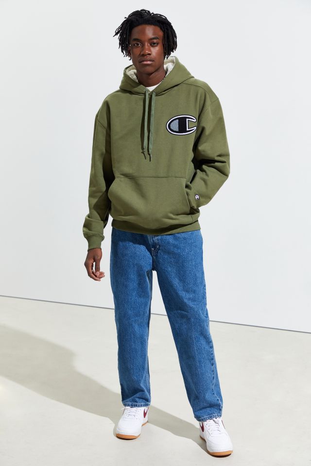 Champion fleece lined hot sale green hoodie