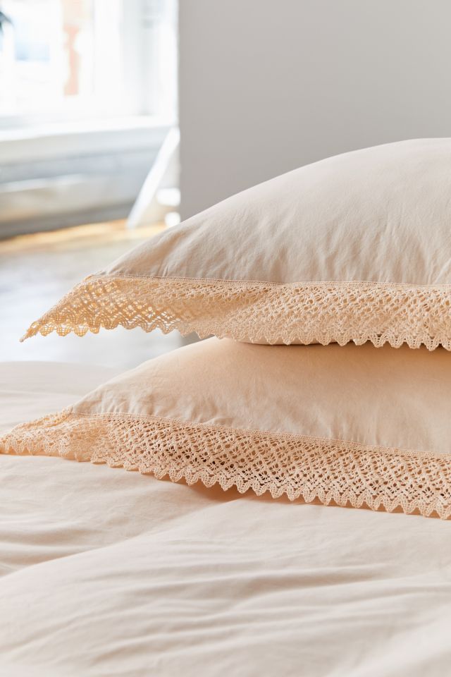 Washed Cotton Crochet Ruffle Sham Set #2