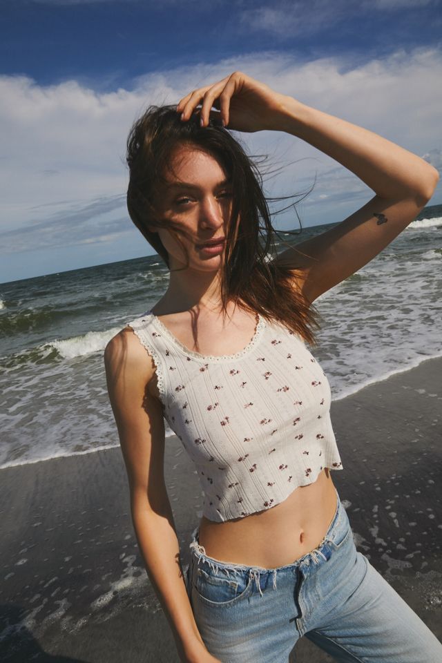 UO Printed Pointelle Tank Top | Urban Outfitters