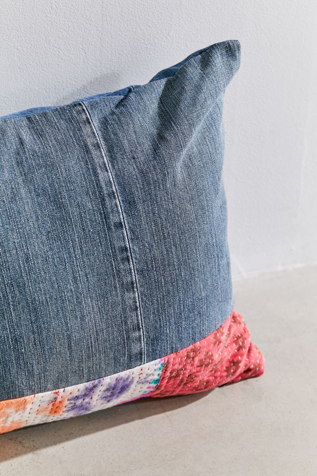 Urban Renewal Reclaimed Denim + Kantha Lumbar Pillow Urban Outfitters Canada