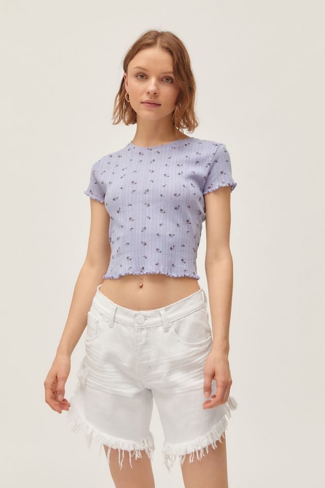 UO Printed Pointelle Lettuce-Edge Baby Tee #2