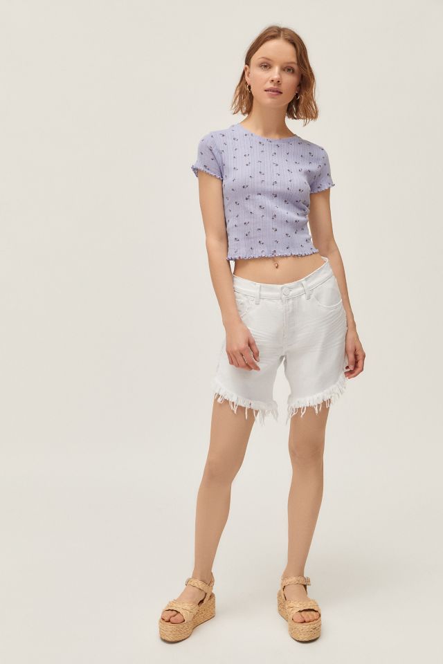 UO Printed Pointelle Lettuce-Edge Baby Tee #3