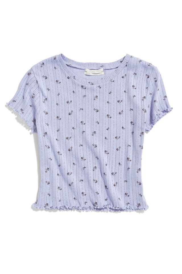 UO Printed Pointelle Lettuce-Edge Baby Tee #4