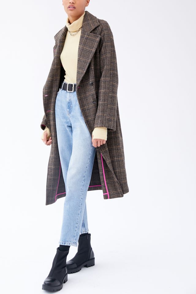 Avec Les Filles Plaid Double Face Wool Coat Urban Outfitters