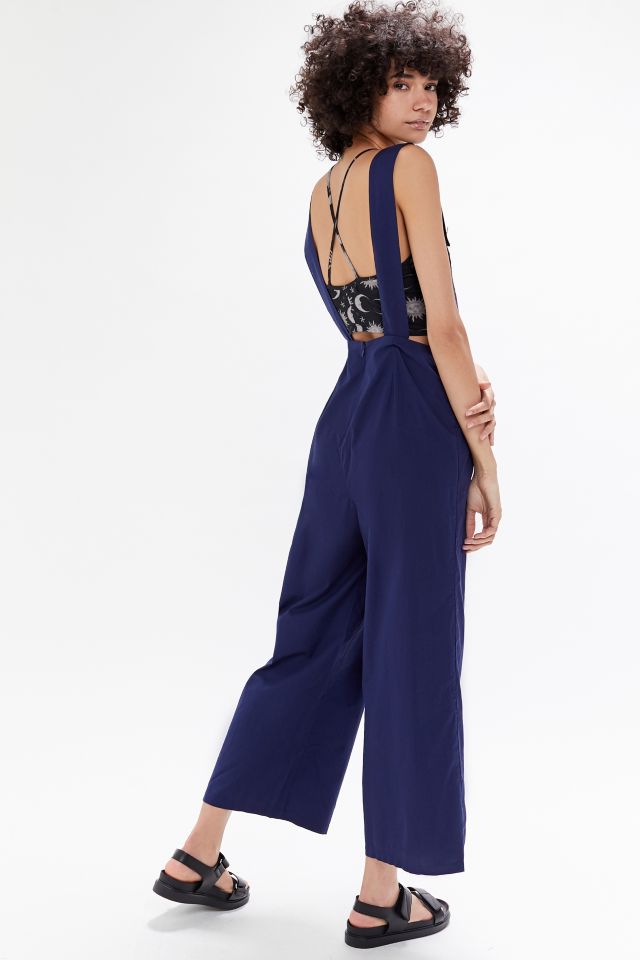 UO Olive Poplin Open-Back Overall #1