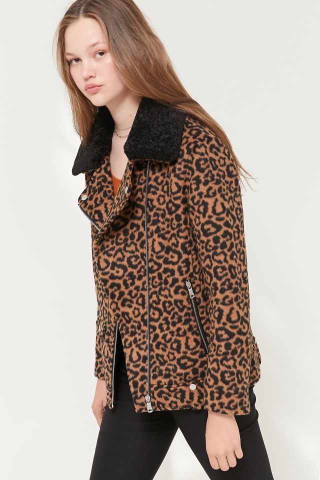 Leopard print moto on sale jacket