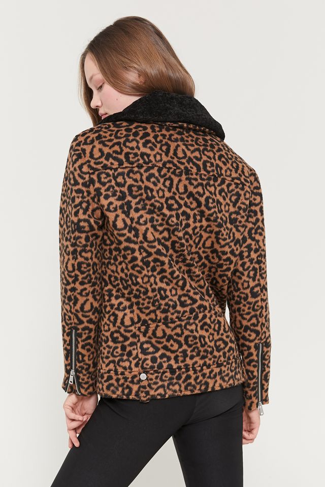 Blouson de moto en laine à motif léopard Avec Les Filles #1