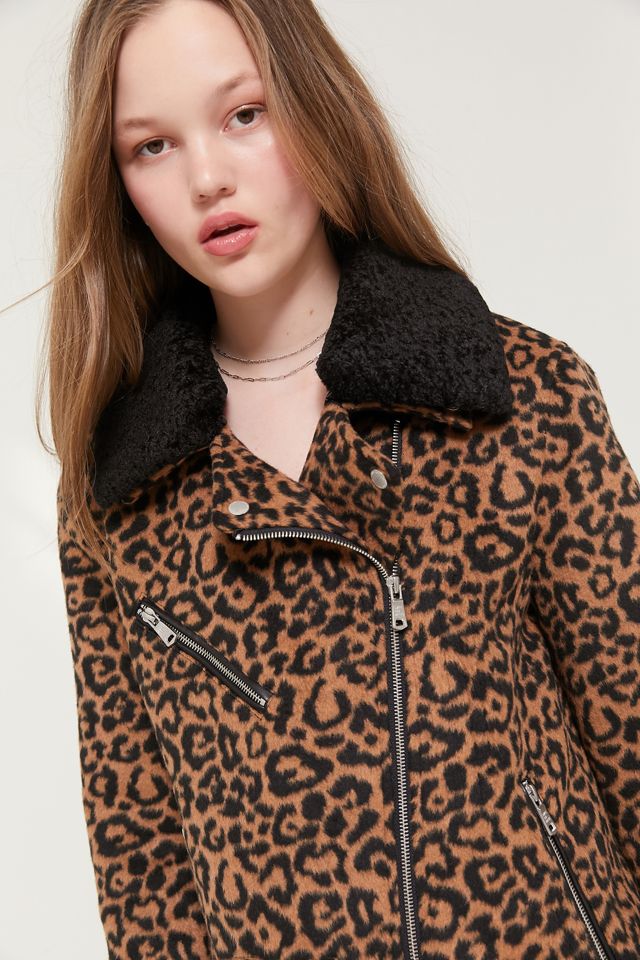 Blouson de moto en laine à motif léopard Avec Les Filles #2
