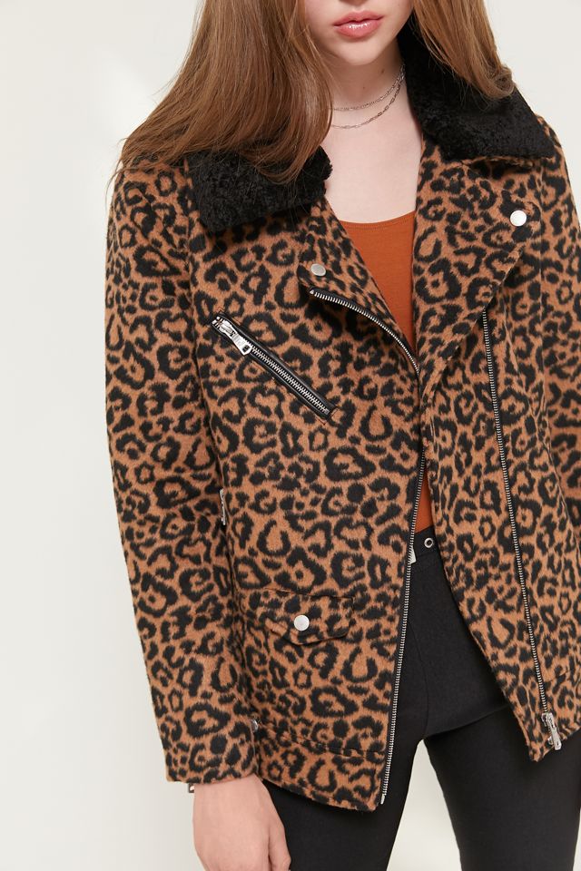 Blouson de moto en laine à motif léopard Avec Les Filles #3