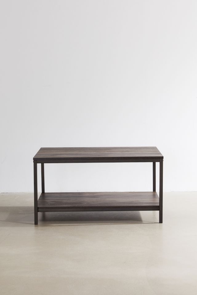 Sleek Industrial Smoke Oak Coffee Table with Metal Frame