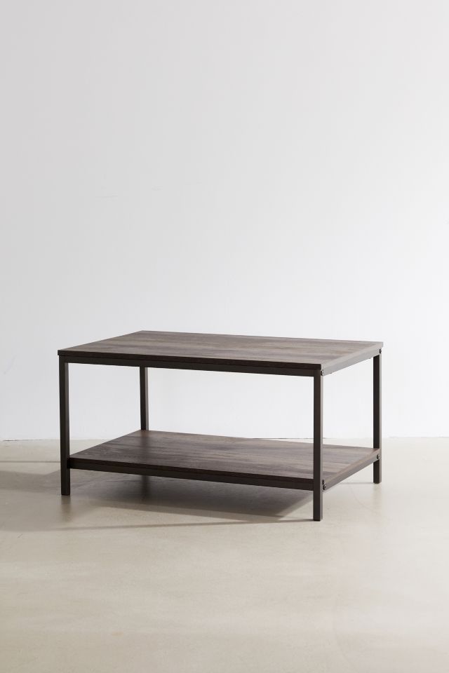 Sleek Industrial Smoke Oak Coffee Table with Metal Frame