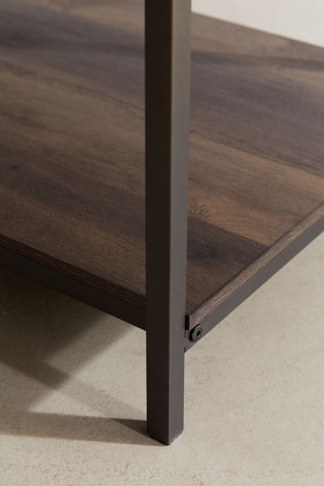 Sleek Industrial Smoke Oak Coffee Table with Metal Frame