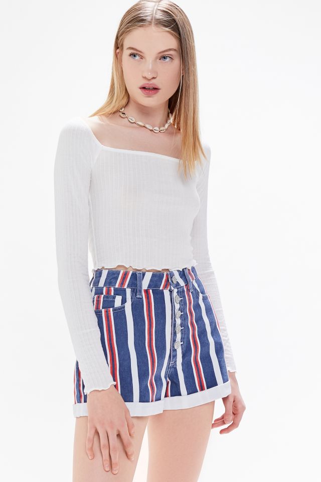 Short à taille haute en denim d'allure rétro BDG - denim rayé #3