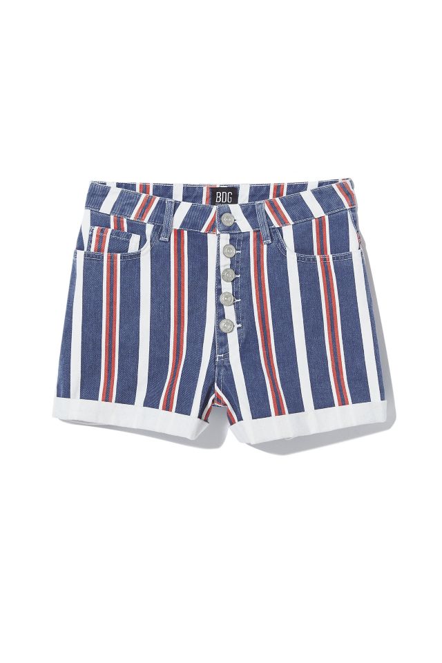Short à taille haute en denim d'allure rétro BDG - denim rayé #4