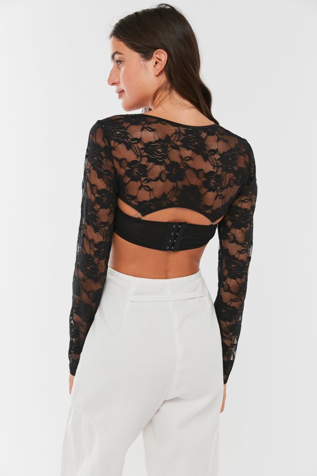 Out From Under Lace-Sleeve Underwire Bra Top #1