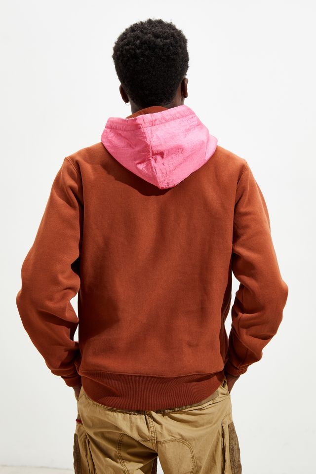 Champion uo exclusive colorblock nylon sale hoodie sweatshirt