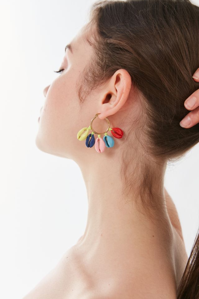 Venessa Arizaga Rainbow Shell Charm Hoop Earring #1