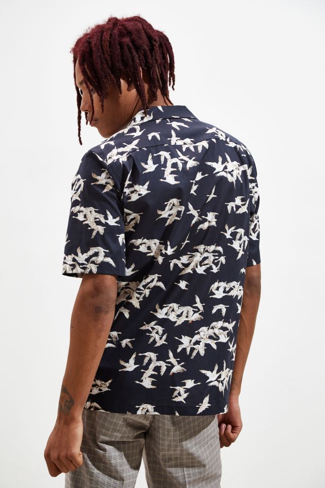 Roi Du Lac Small Bird Print Short Sleeve Button-Down Shirt  #3