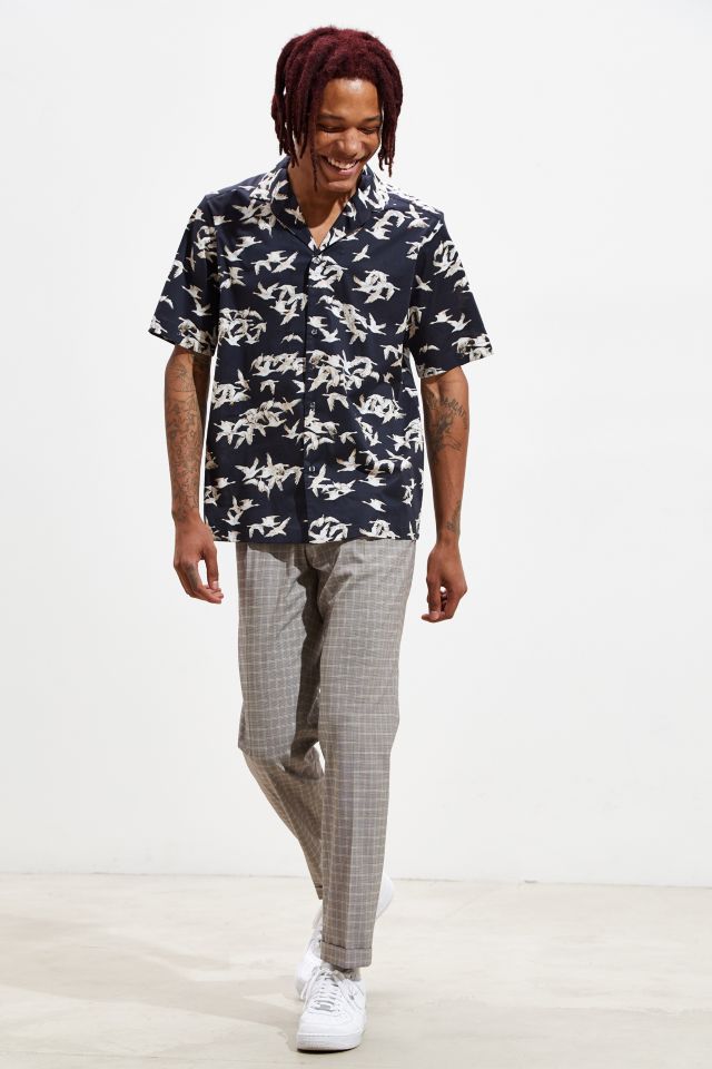 Roi Du Lac Small Bird Print Short Sleeve Button-Down Shirt  #4