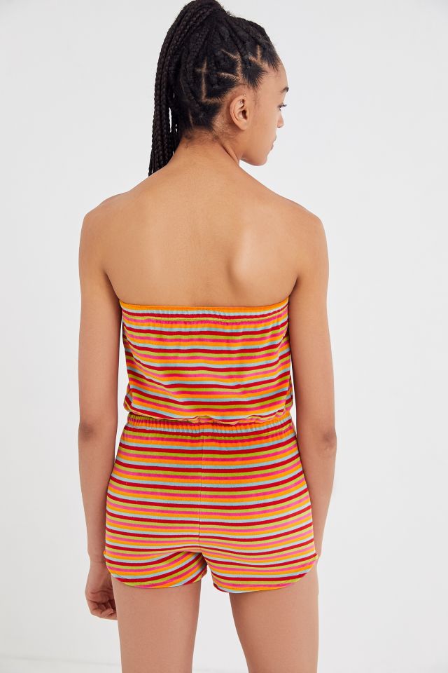 Urban Renewal Remnants Striped Terry Cloth Romper #1