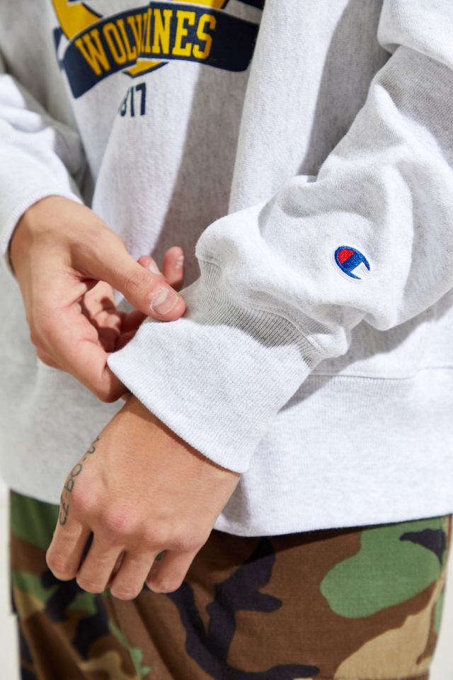 Champion University Of Michigan Reverse Weave Crew Neck Sweatshirt  #4