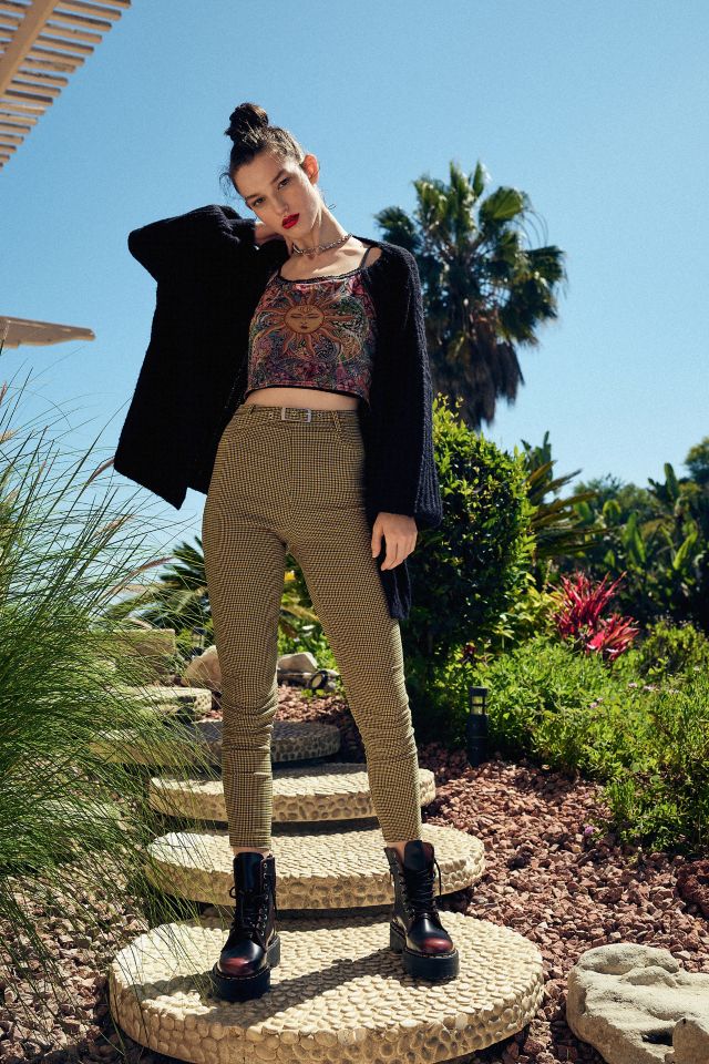 cigarette pants urban outfitters UO Neve Belted High-Waisted Cigarette Pant