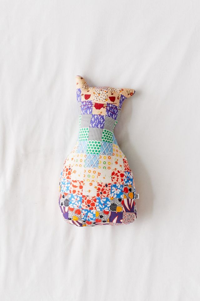 Patchwork Cat Throw Pillow #1