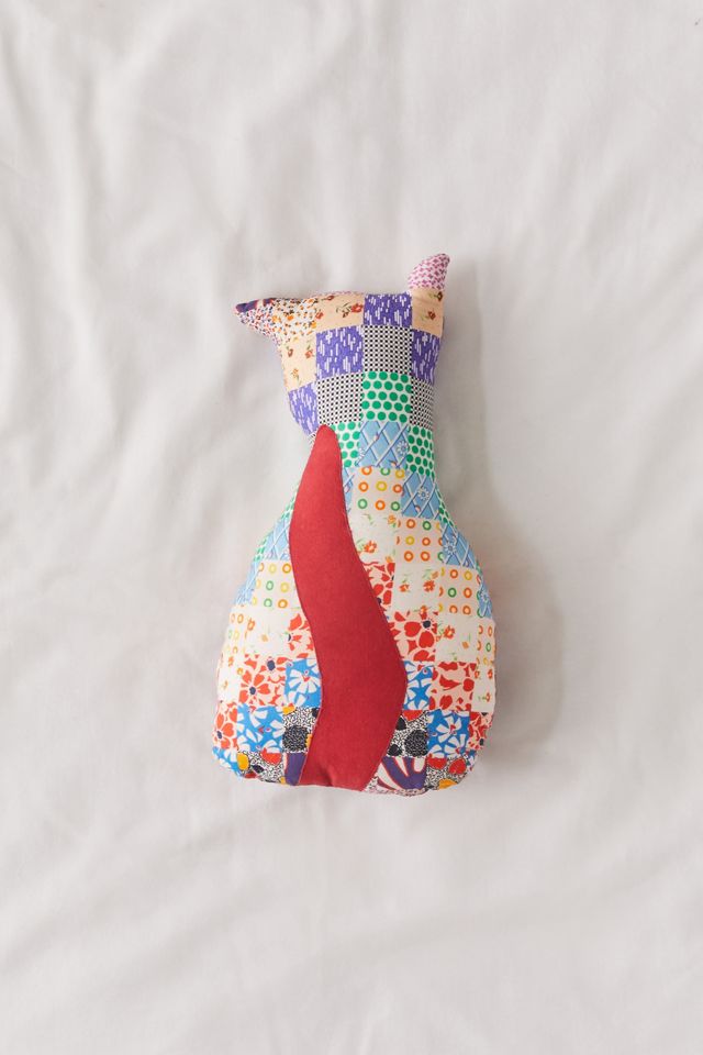 Patchwork Cat Throw Pillow #3