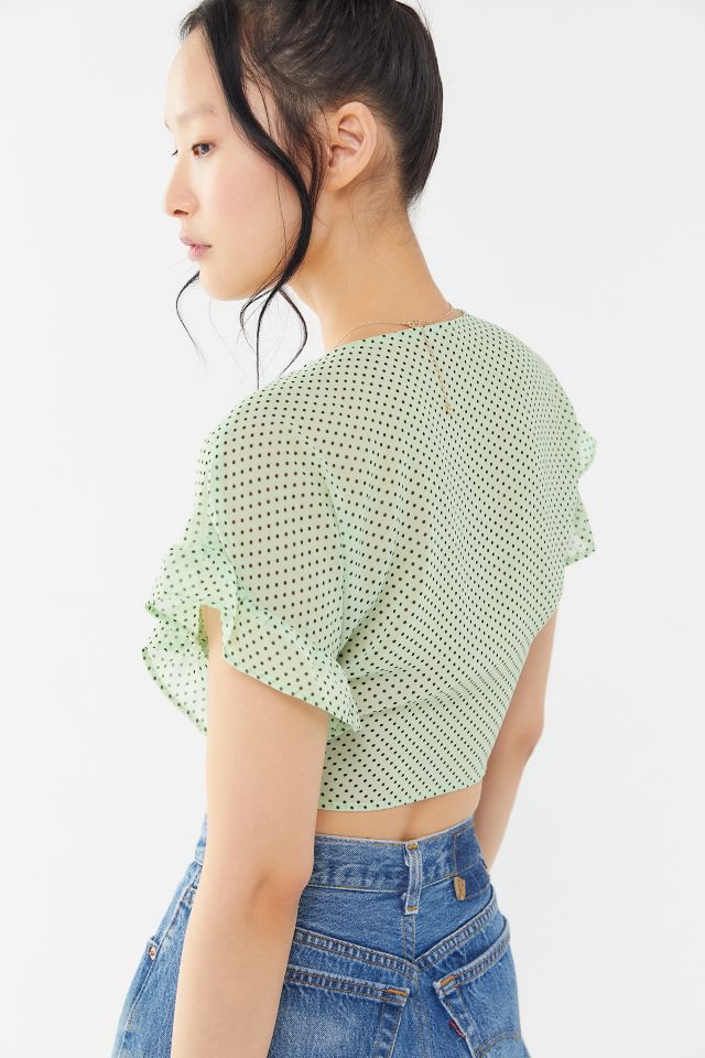 Urban Renewal Remnants Polka Dot Cropped Tie-Front Top #1