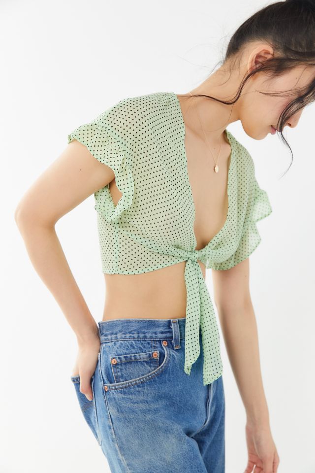 Urban Renewal Remnants Polka Dot Cropped Tie-Front Top #2
