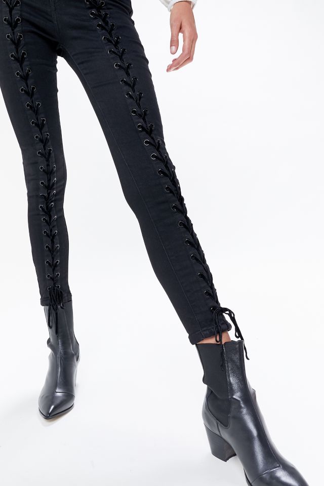 Neon Blonde Tie Me Up Skinny Jean #3