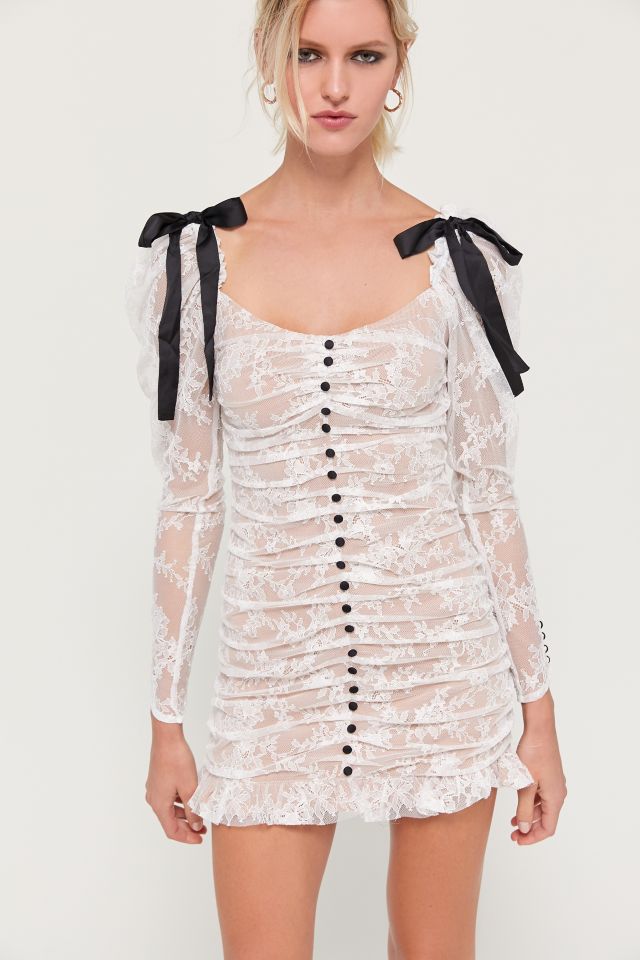 For Love & Lemons Beverly Pleated Lace Mini Dress #4
