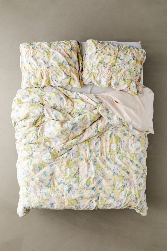 Ruby Floral Shirred Duvet Cover #1