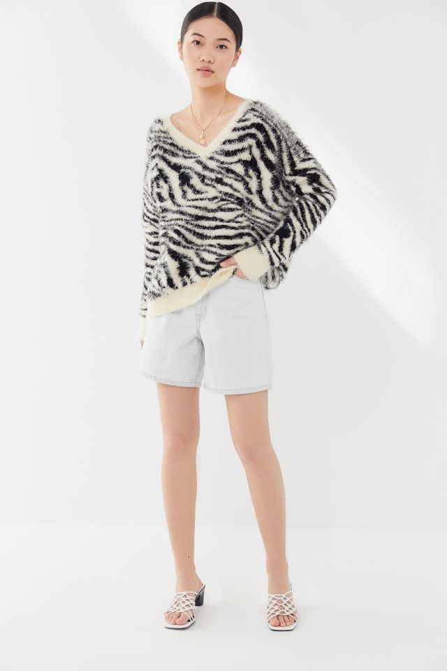 House Of Sunny Zebra Print Eyelash Sweater #1