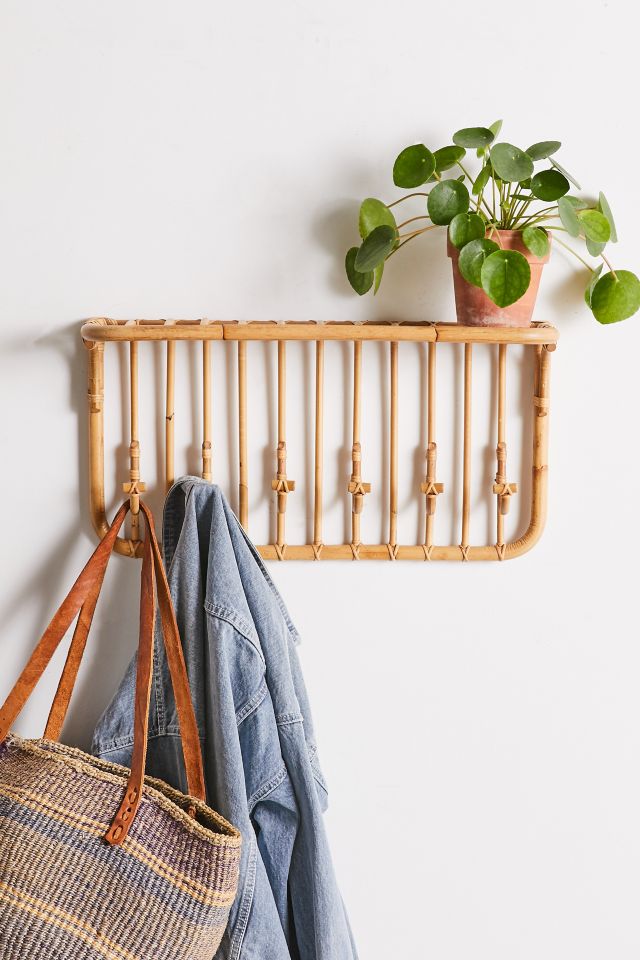 Candid Wall Shelf with Hooks, Modern Décor